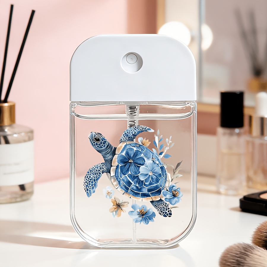 TEMU 1pc Portable Card-style Spray Bottle, Turtle Ocean Theme - Reusable Transparent Pvc-free Travel Container, Suitable For , Alcohol Storage, ,