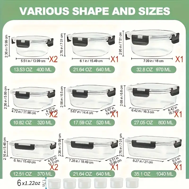 36pcs food storage containers kitchen organizers leakproof meal prep containers local warehouse 36pcs including 12pcs glass containers with 12 lids and 6 seasoning boxes with 6 lids airtight containers pantry and kitchen organization Product details 2