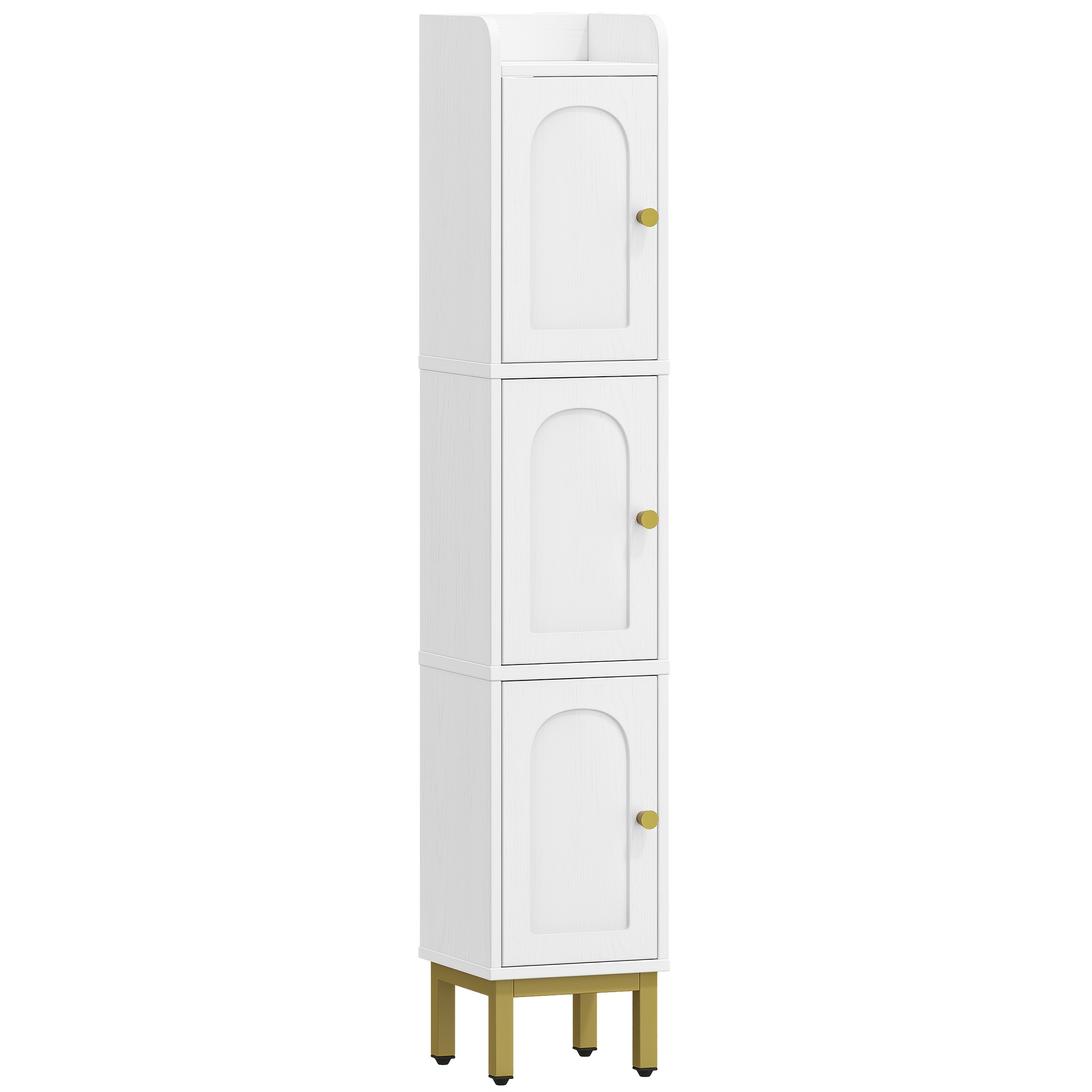 Bathroom Cabinet, 3-door Corner Cabinet, Toilet Cabinet, Adjustable Feet, For Bathroom, Laundry Room, Kitchen, Living Room, 20 X 20 X 108.5cm, White
