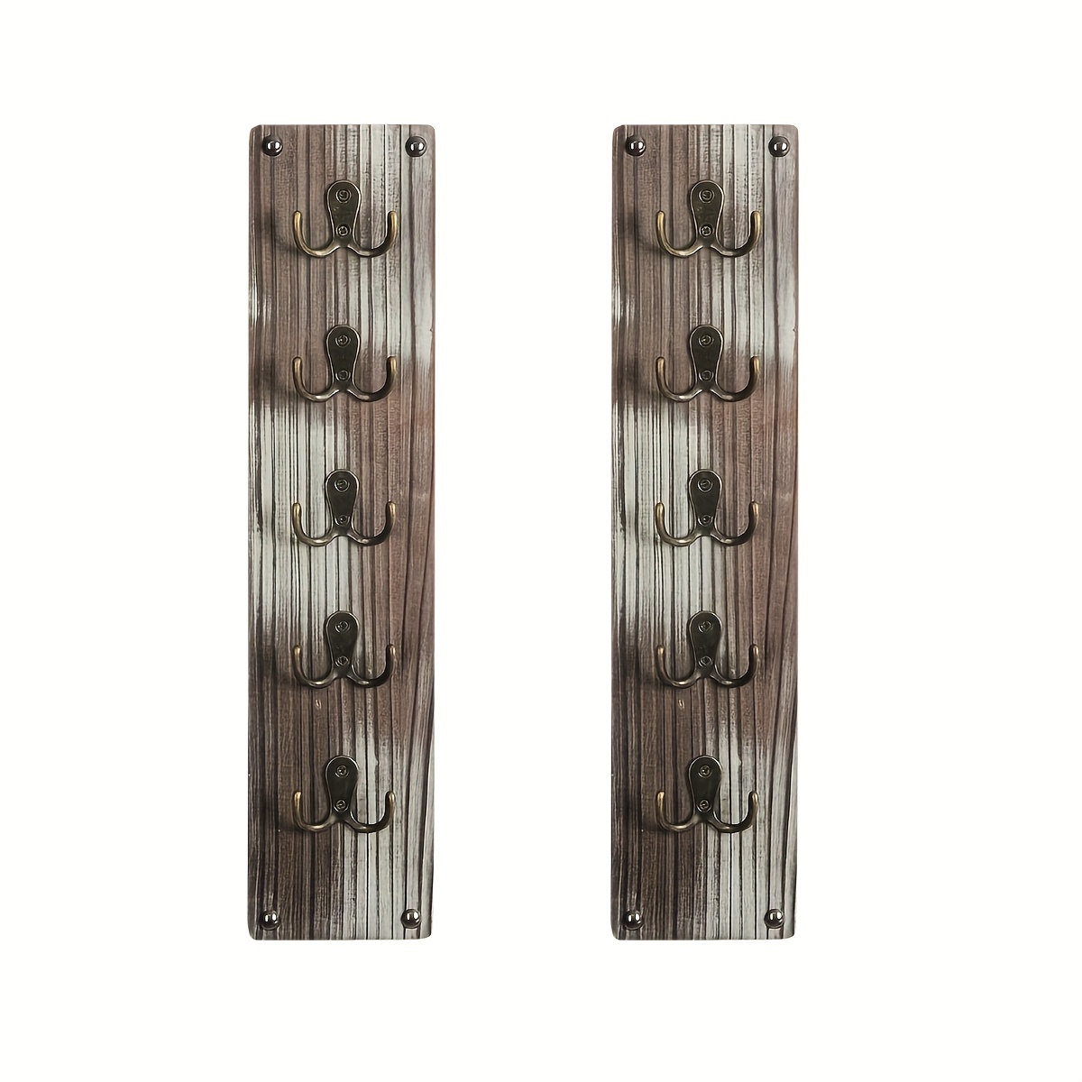 1/2/4pcs Rustic Wooden Wall Mounted Fashion Glasses Display Rack - 10 Eyeglasses Holder with 5 Metal Hooks Each, Space-Saving Storage Organizer for Home Decor
