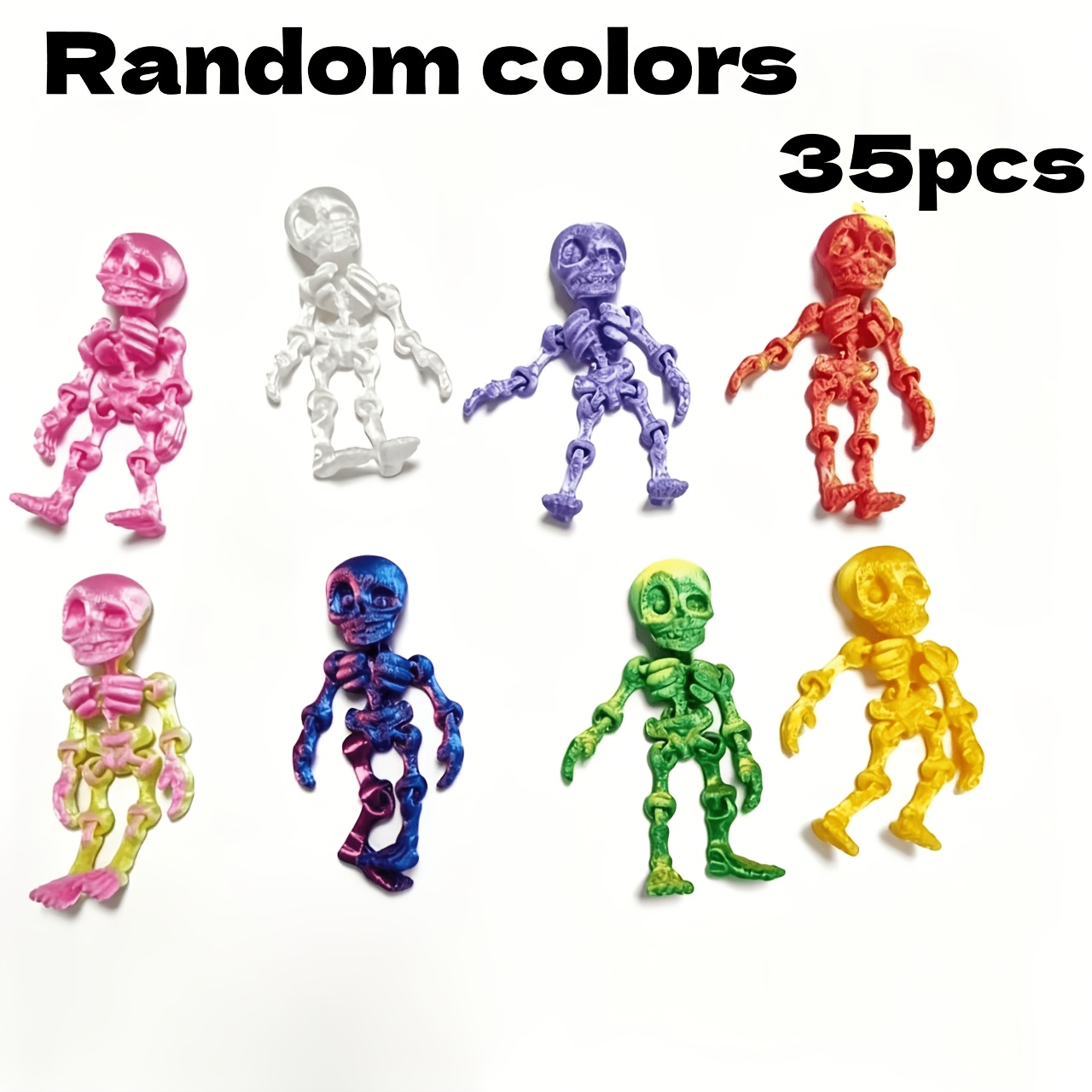Image of 15/25/35pcs 3d Printed Halloween Random Color Small Movable Figurines—children's Party Supplies—prank Toys, Ideal As Halloween Party Favors, Easter Basket Fillers, And For Home Or Car Decor