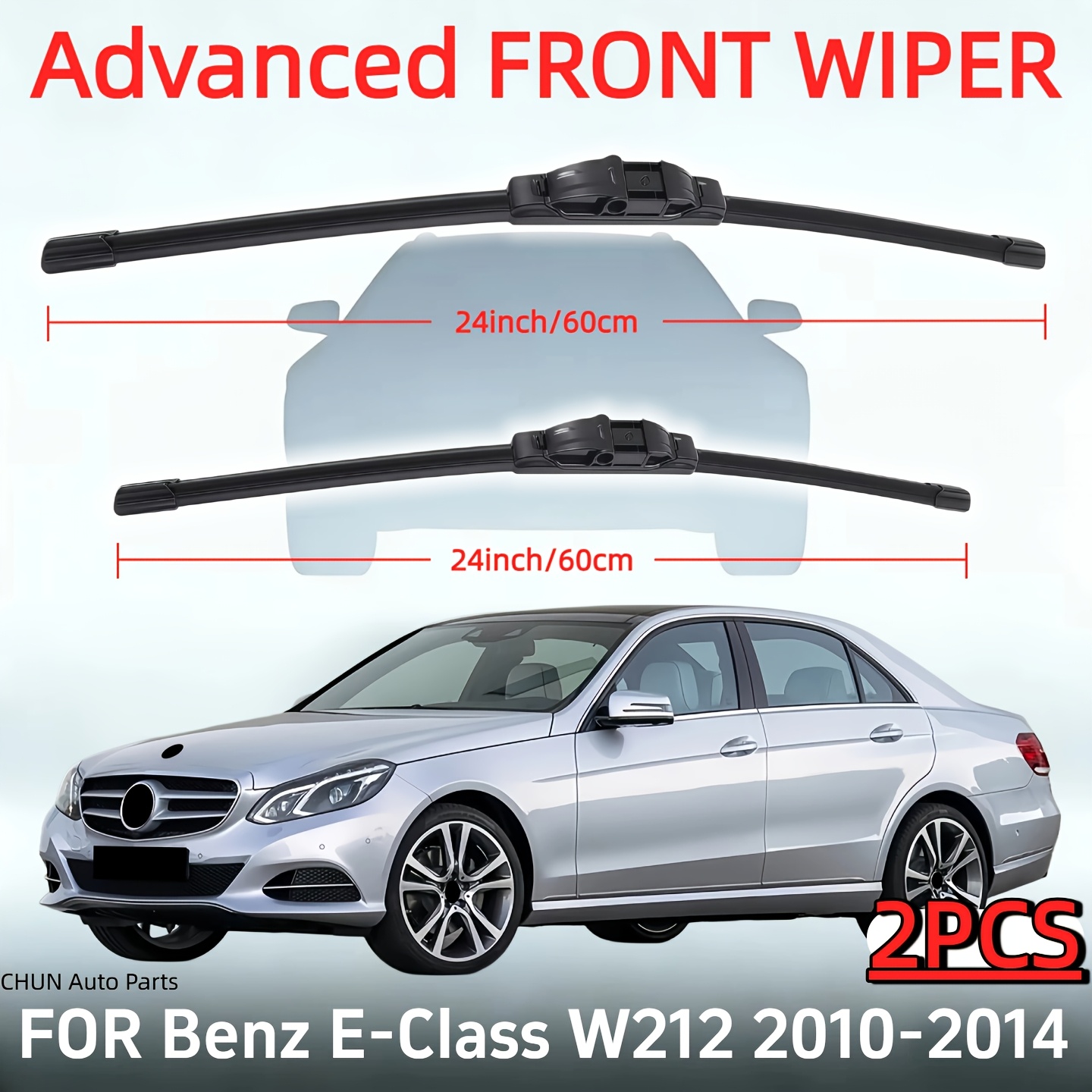 TEMU Front Wiper Blade Set, High-quality 24-inch   24-inch Windshield Wiper Blades Suitable For W212 2010 - 2014, Suitable For Right-hand Drive And