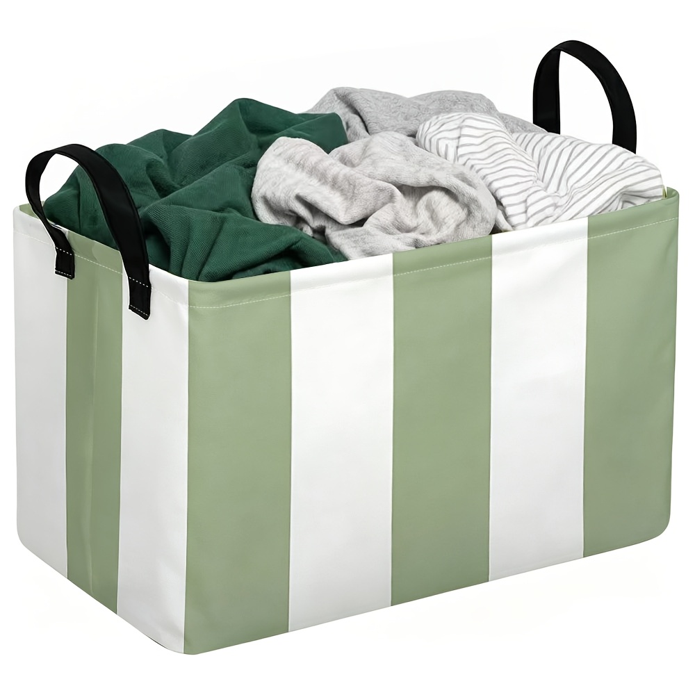 TEMU Panier de rangement 1 pièce à rayures verticales et blanches, bac de rangement durable au design simple et équilibré, plusieurs spécifications
