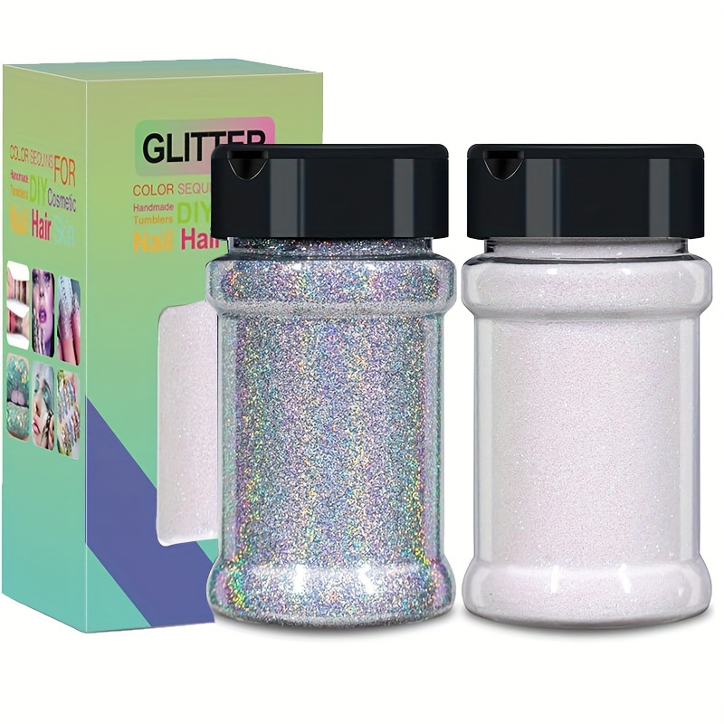 TEMU 2 Bottles Of Glitter Powder, Glitter, Craft Glitter Resin, Glitter, Suitable For Crafts, Glass Crafts, 's Day Decoration, Marathon, Carnival,
