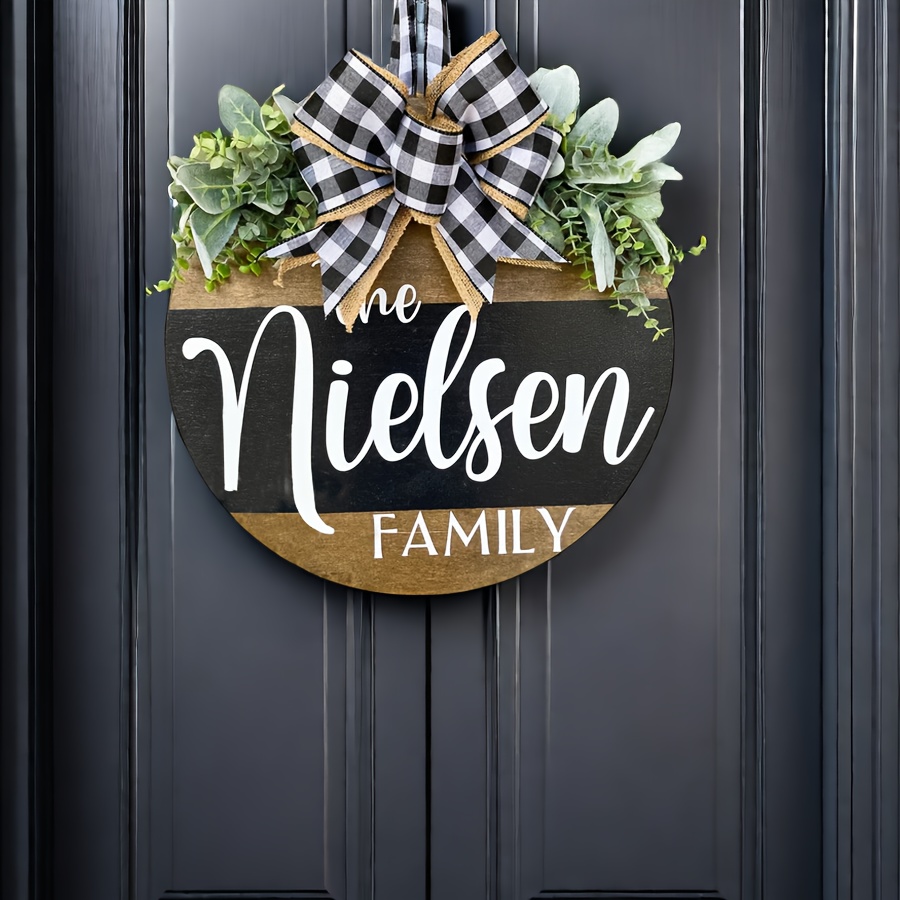 

1pc Custom Family Name Door Holder Personalized Door Wreath Front Door Decoration Wreath All Year Wreath Home Room Decor