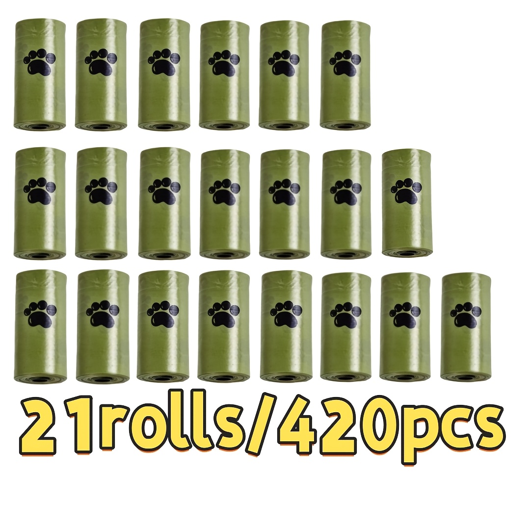 TEMU 21 Rolls/420pcs Durable Dog Waste Bags Pet Waste Replacement Roll | Leak-proof And Tear-resistant, -free Outdoor Dog Walking