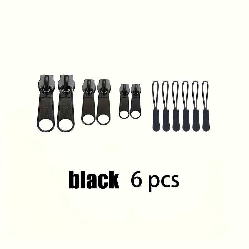 Image of 6pcs Instant Zipper Repair Kit With Zipper Rope Extender In Multiple Sizes For Universal Design Of Luggage, Backpacks, Jackets, Wallets, Handbags