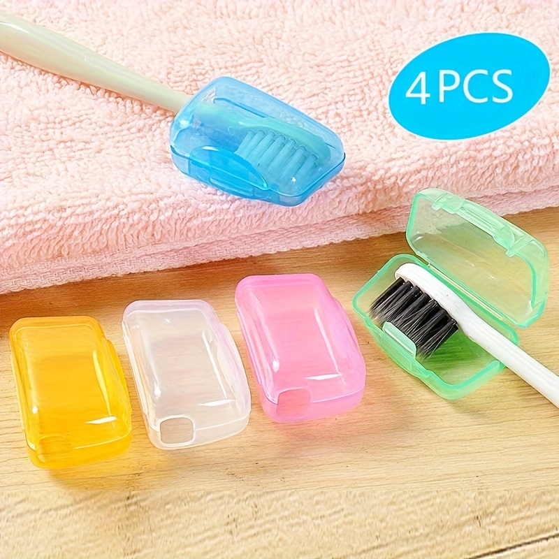 4pcs Portable Toothbrush Cases - Durable, Lightweight, Travel-friendly, Ideal For Organizing & Protecting Toothbrushes, To 4, Stylish Design（random Color）
