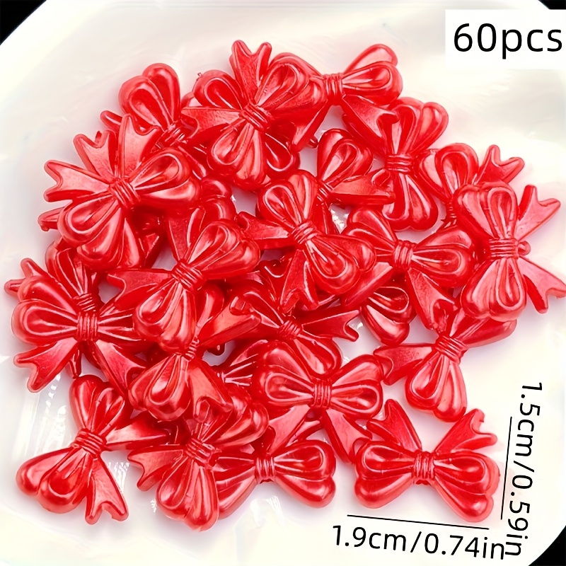 TEMU A Set Of 60 Acrylic Bow Beads Measuring 19mm In A Valentine's Day Color Palette Of Pink, Beige, And Red. Pink Beads Are Perfect For Bracelets,