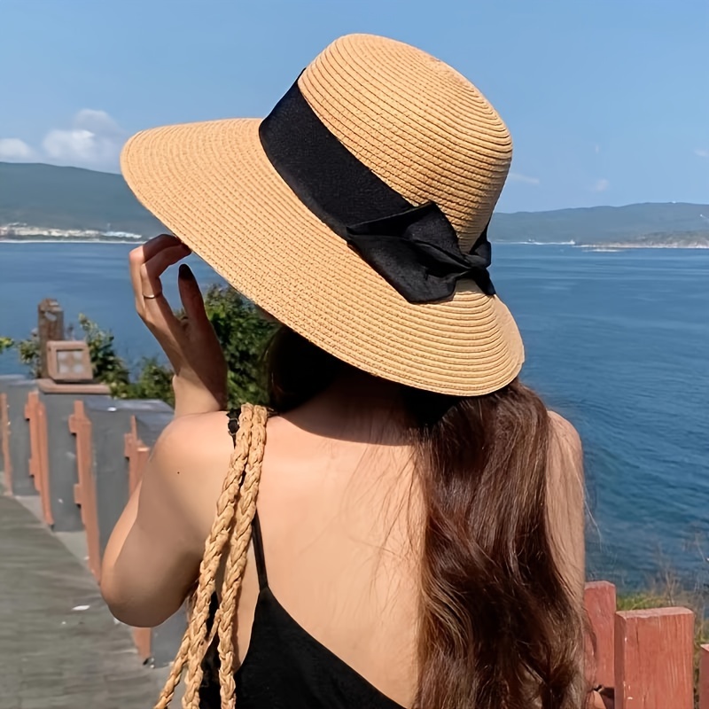 FS Summer Khaki Straw Hats For Women Foldable Sun Protection