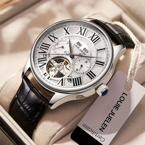 fully automatic mechanical watch mens multifunctional watch with hollowed out small dial roman scale dial no battery required