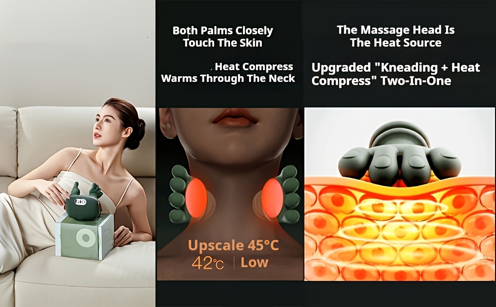 Massager Master Portable Massager Device, 3-Mode & 2-Temperature Settings, for Neck, Shoulders, Back & Leg, Plug-Free Operation, Durable Plastic Massager for Office Use, Compatible with S & Seniors, Relaxation Neck Massager, Neck and Shoulder Pro