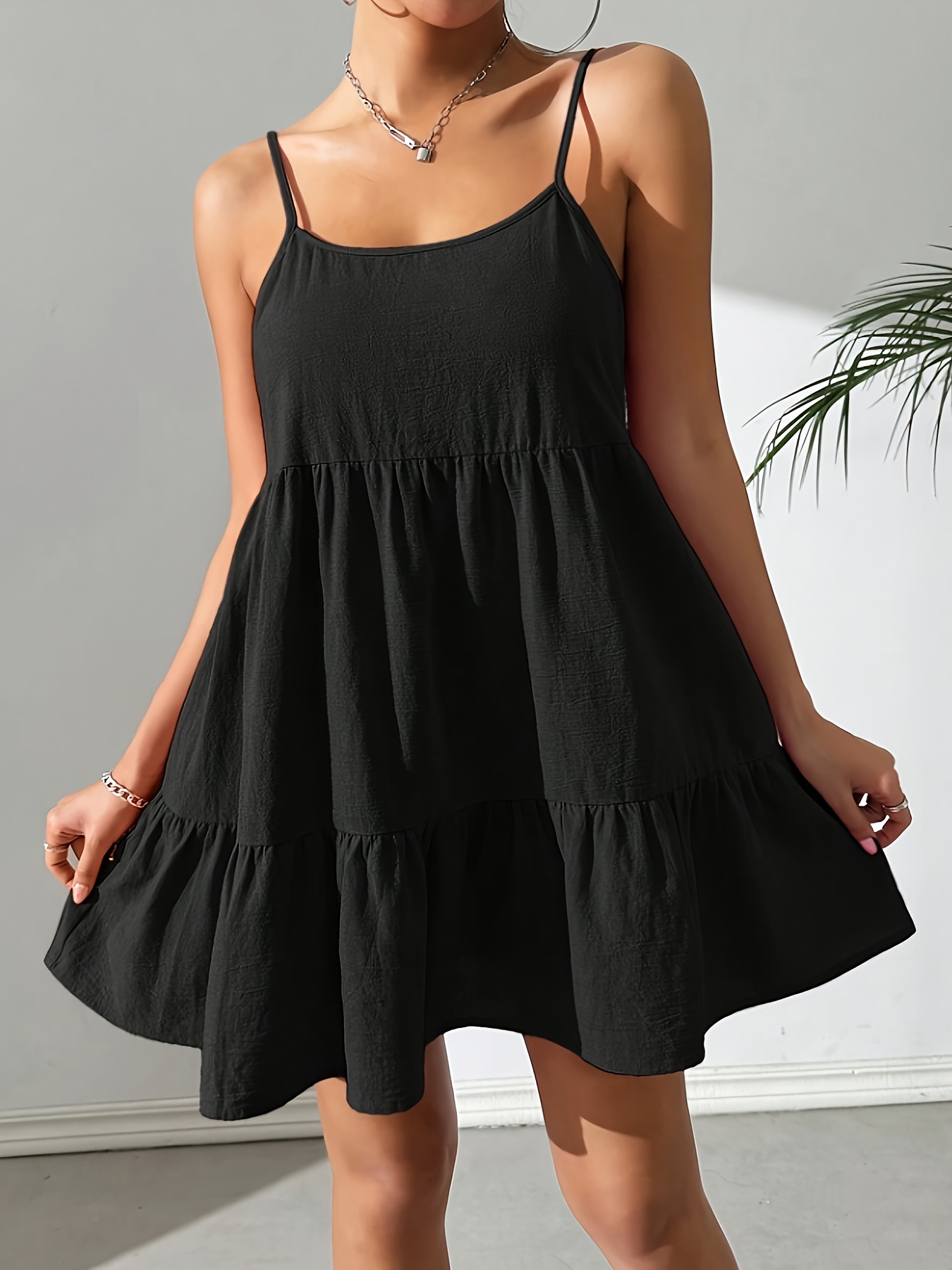 black casual backless suspender dress