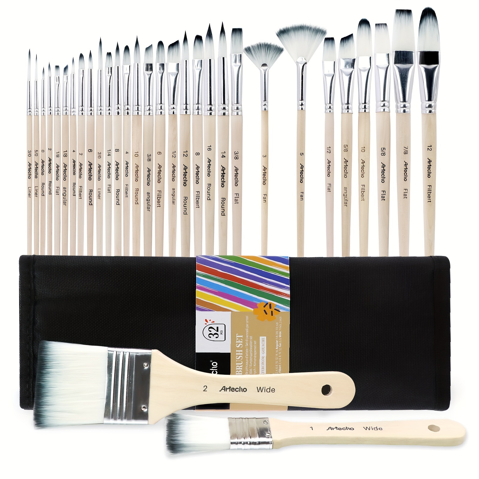 

Paint Brushes 32 Pcs For Acrylic Painting, Acrylic Paint Brushes For Oil, Watercolor, Acrylic, Gouache And Canvas Painting