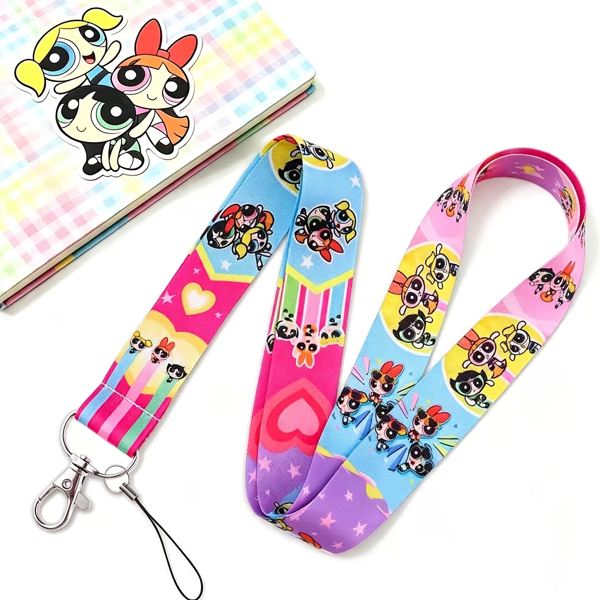 TEMU 1pc Of Colorful Heart-shaped The Powerpuff Girls Lanyard Chain, Suitable For Hanging Keys, Bags, And Phone Charms. It's A Perfect Gift, A Cute
