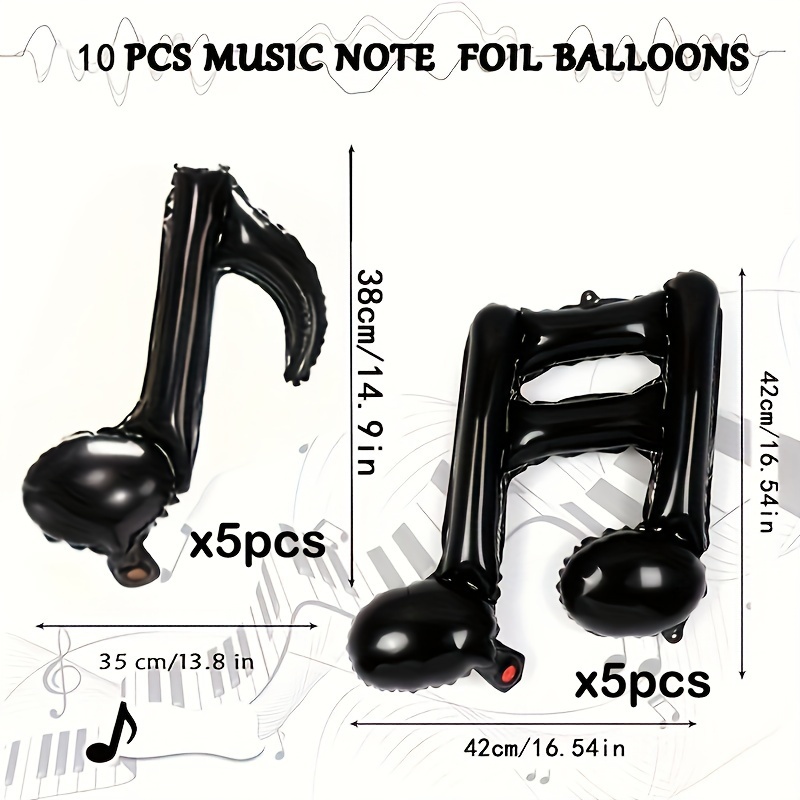 Image of 10pcs Music Balloons Foil Balloon Note Foil Mylar Balloon Music Balloon Music Party Decoration Outdoor Party Video, Birthday Party