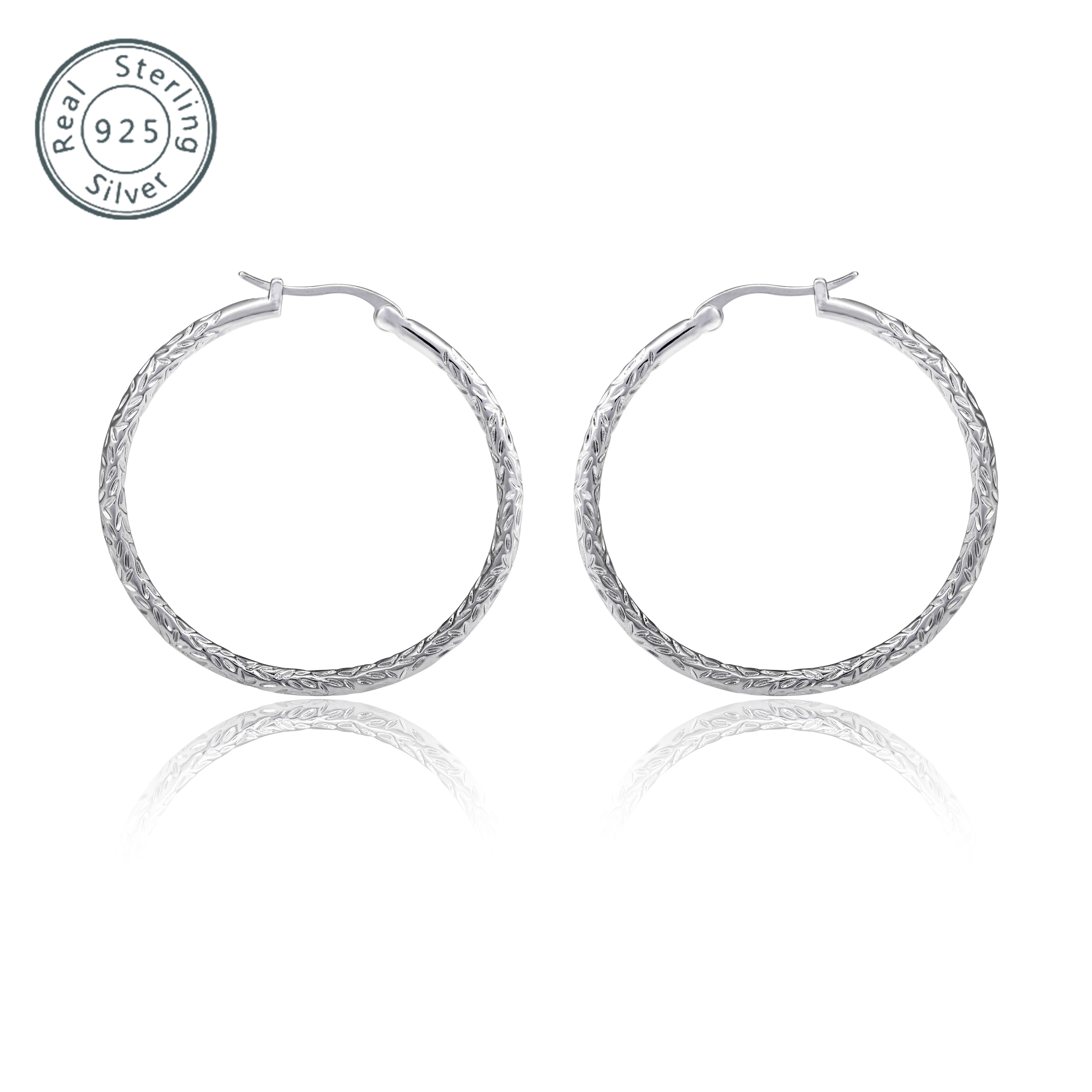 925 silver made fashionable engraved simple circle earrings fashionable and simple suitable for daily wear parties weddings perfect gift for wife girlfriend       with a high quality gift box Product details 0