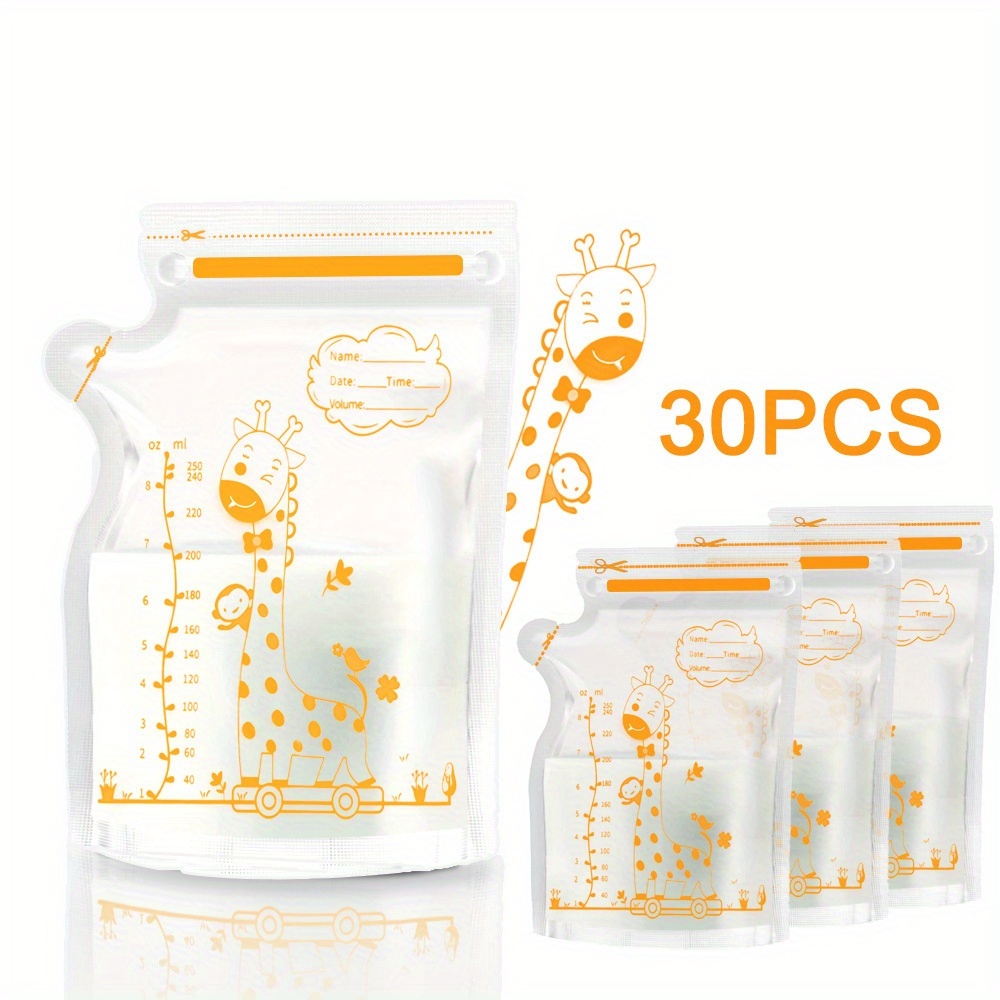 30/60/100-pack 250ml Giraffe Breast Milk Storage Bags, For Storing Breast Milk And Formula