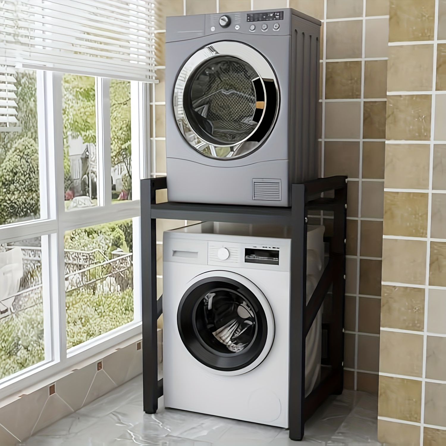 TEMU Washing Machine Cabinet, Washing Machine Shelf With 3 Height-adjustable Shelves, Shelf Above Washing Machine For Dryer And Washing Machine,