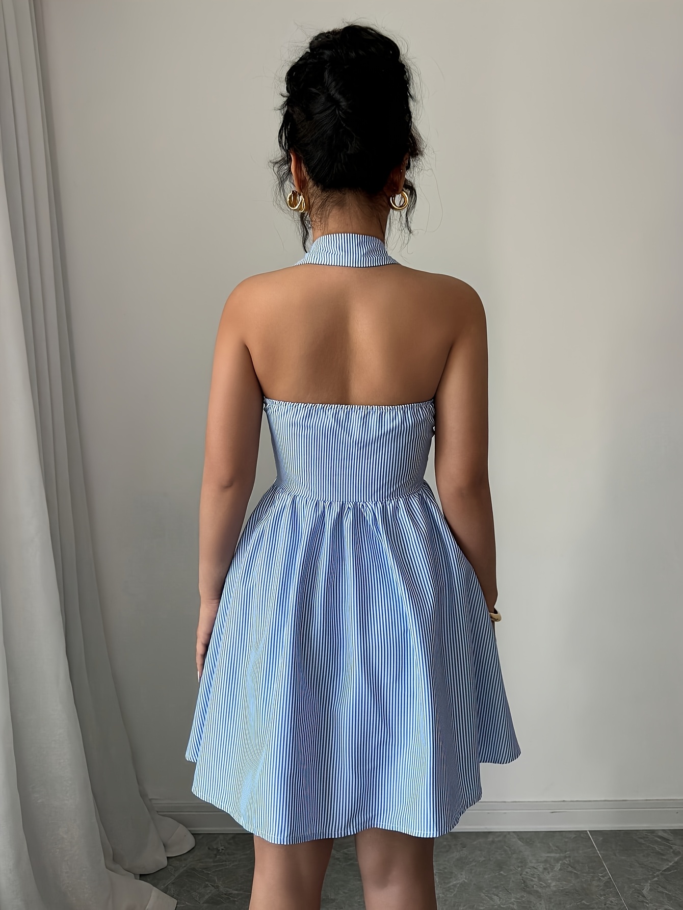 womens casual short dress convertible neckline design - Temu Austria