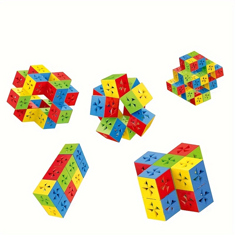 Jeu de cube magique à changement de visage en bois, jeu de correspondance  de modèles de blocs de construction de puzzles d'expression, jeux de