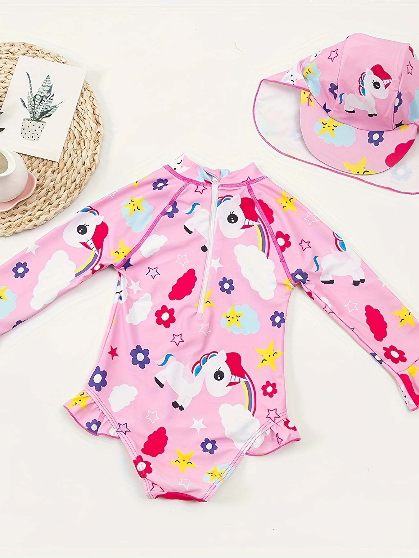 traje baño pieza niña gorro natación elástico ideal Temu El