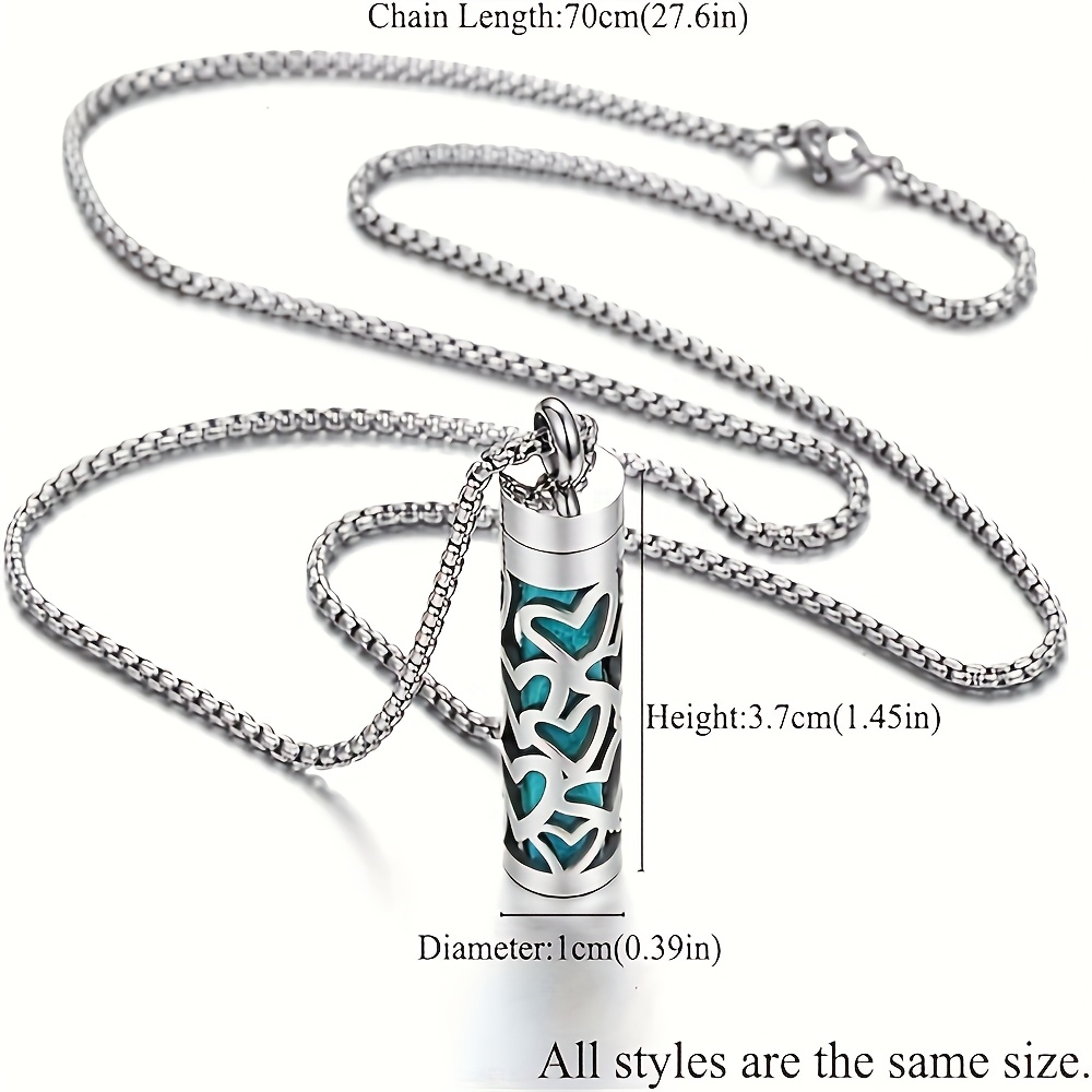 1 set of womens necklace sheet pendant necklace stainless steel diffuser necklace mens essential oil jewelry gifts couples fragrance necklace 4