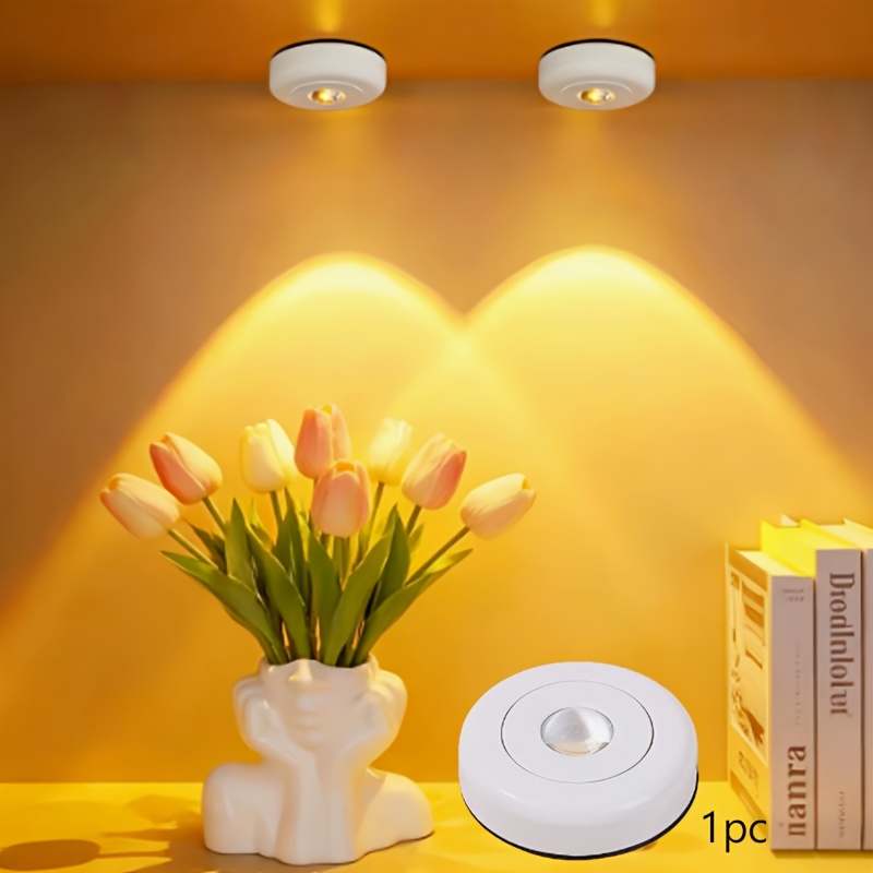 Image of 1pc Cat Eye Round Colorful Cabinet Light Small Wall Lamp, Colorful Wall Lamp Projection Sunset Lamp, Paste Installation, A Of Lights Are 3 Aa Batteries, Cabinet Lighting Wall Lamp Does Not Battery Led