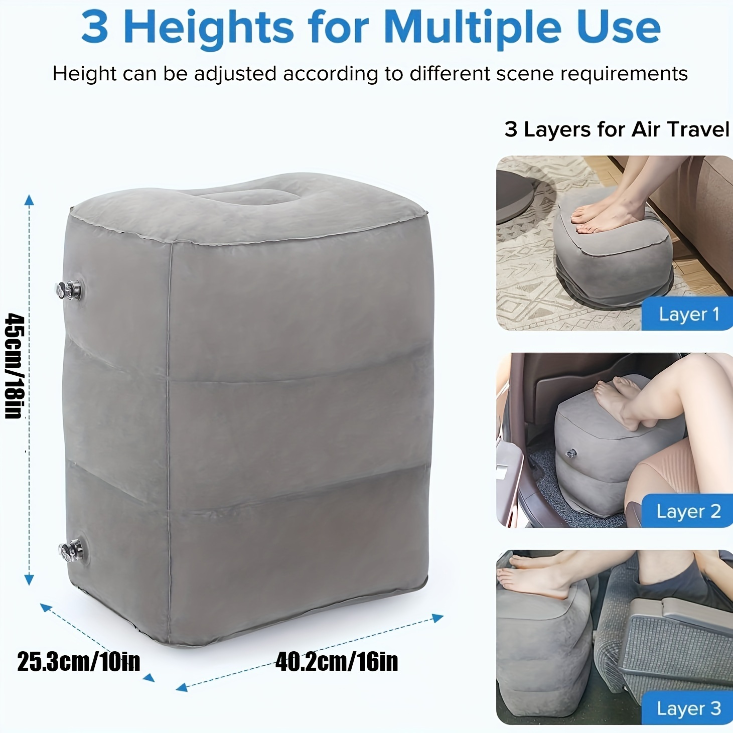 Travel Comfort Inflatable Foot Rest Pillow Temu Canada