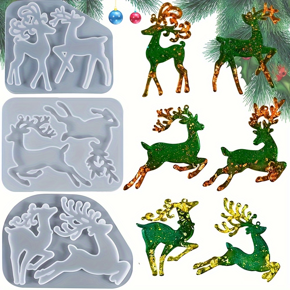 

Dtoho 3-piece Resin Casting Molds Set - Christmas Elk Deer Silicone Molds For Epoxy, Diy Keychain And Hanging Tag Decorations, Animal Shape Collection, Craft Mold Kit For Holiday Ornaments