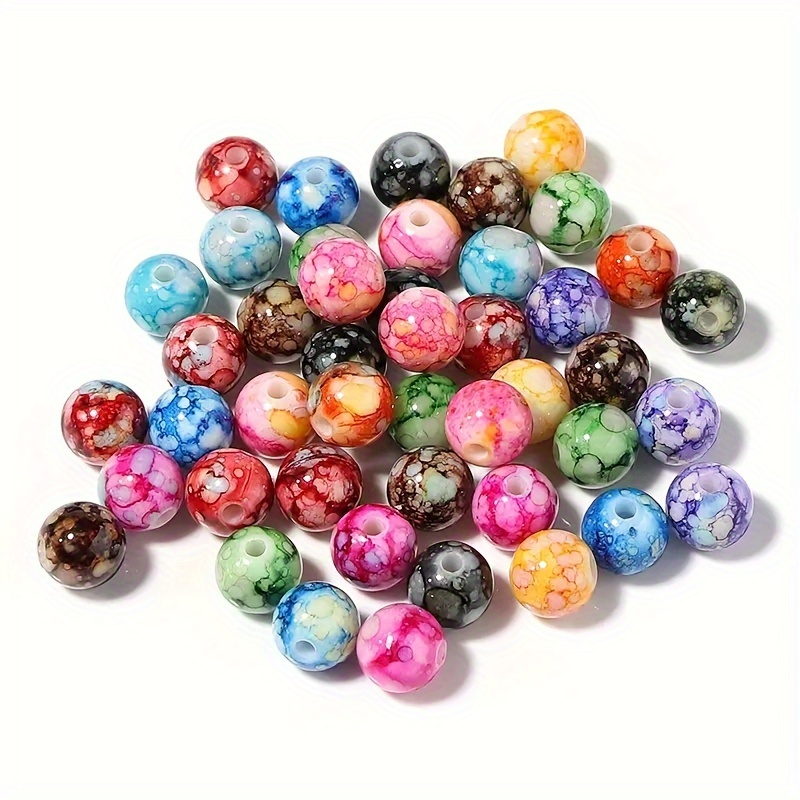 

100pcs 8mm/10mm Round Acrylic Beads With 1.6mm Hole, Suitable For Necklace Bracelet Jewelry Making