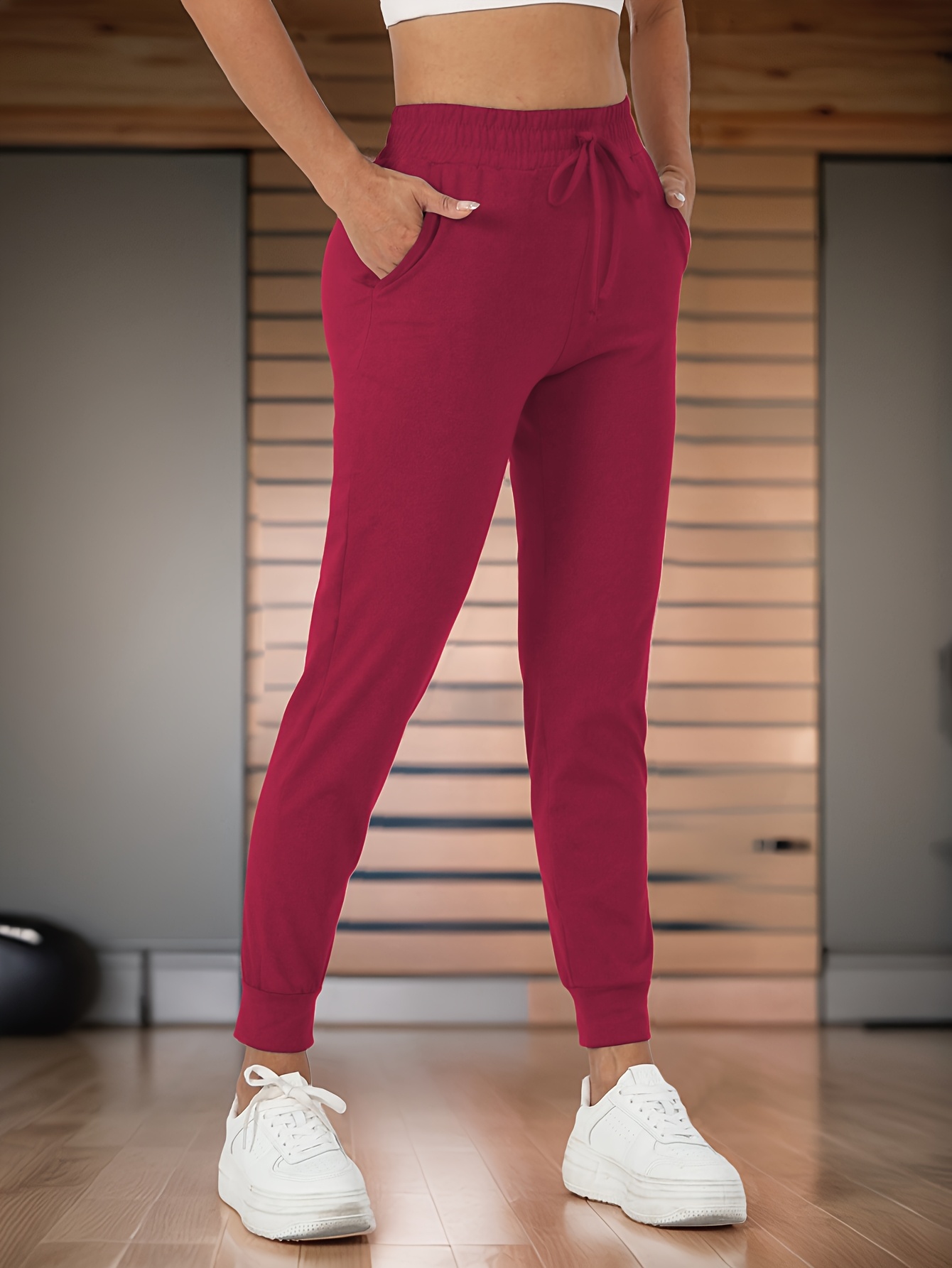women's high stretch polyester spandex sports pants solid Temu