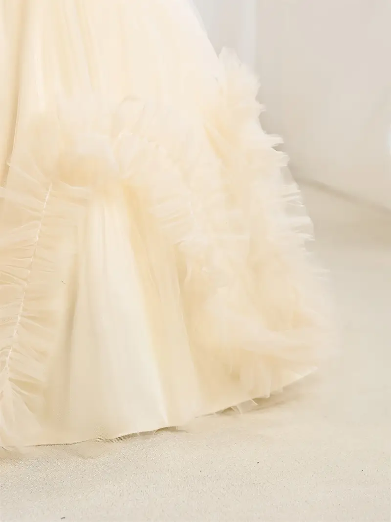 girls party dress sleeveless length tulle gown ruffle - Temu girls party dress sleeveless length tulle gown ruffle - Temu