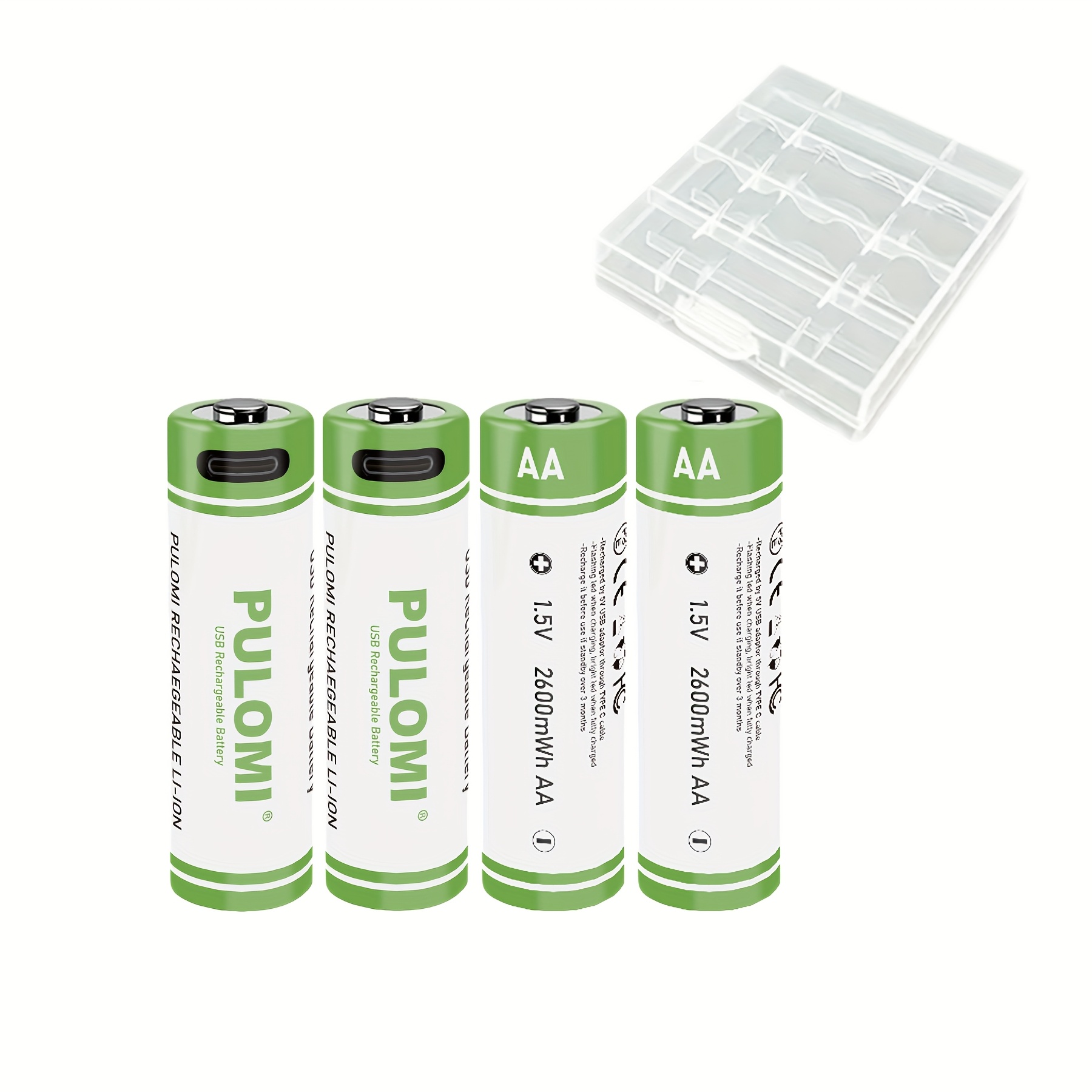 TEMU 4pcs Aa Battery Aa Batteries, Usb/type- Rechargeable Lithium , High Capacity 1.5v 1733mah 2600mwh Rechargeable Lithium Battery, 1.5 Hours Fast