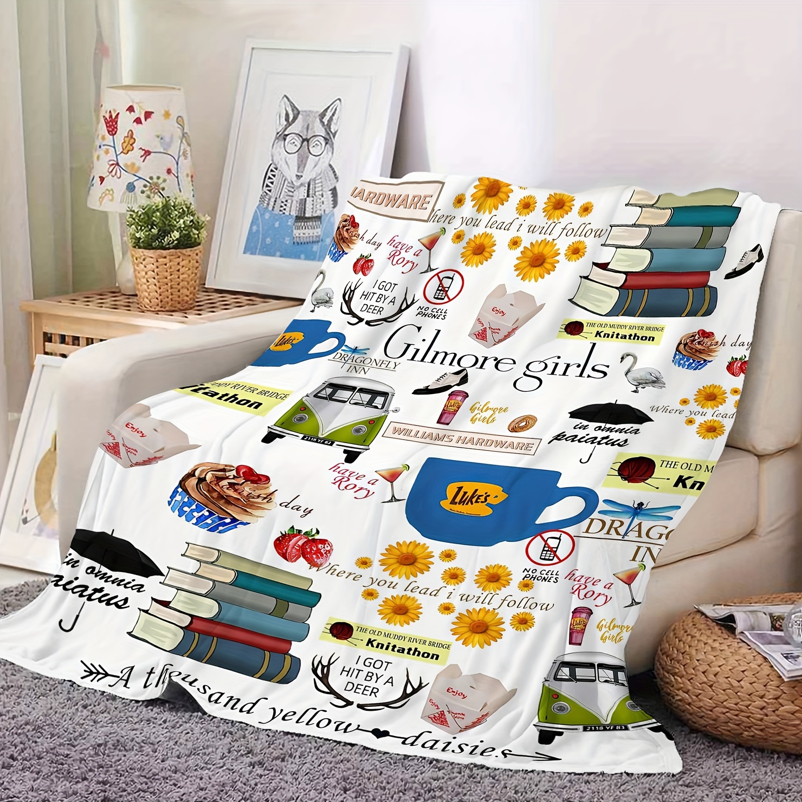 gilmore girls   themed plush blanket soft reversible flannel throw for couch bed office perfect birthday gift for fans details 3