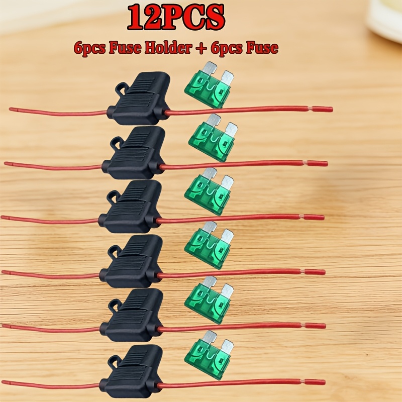 TEMU 12pcs 12awg Inline Fuse Holders ( 6 Fuse 6 Fuse)for Atc/ato - Durable Copper Construction, Ideal For Cars, Trucks, Boats, Atc Blade