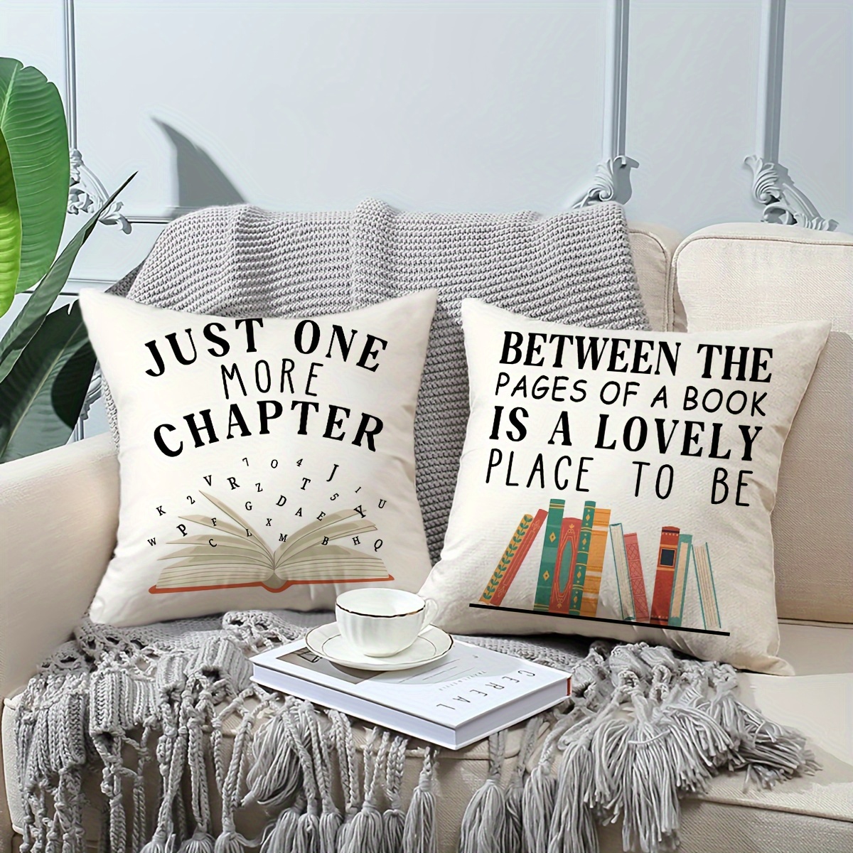 reading books printed throw pillow covers library reading Temu Oman