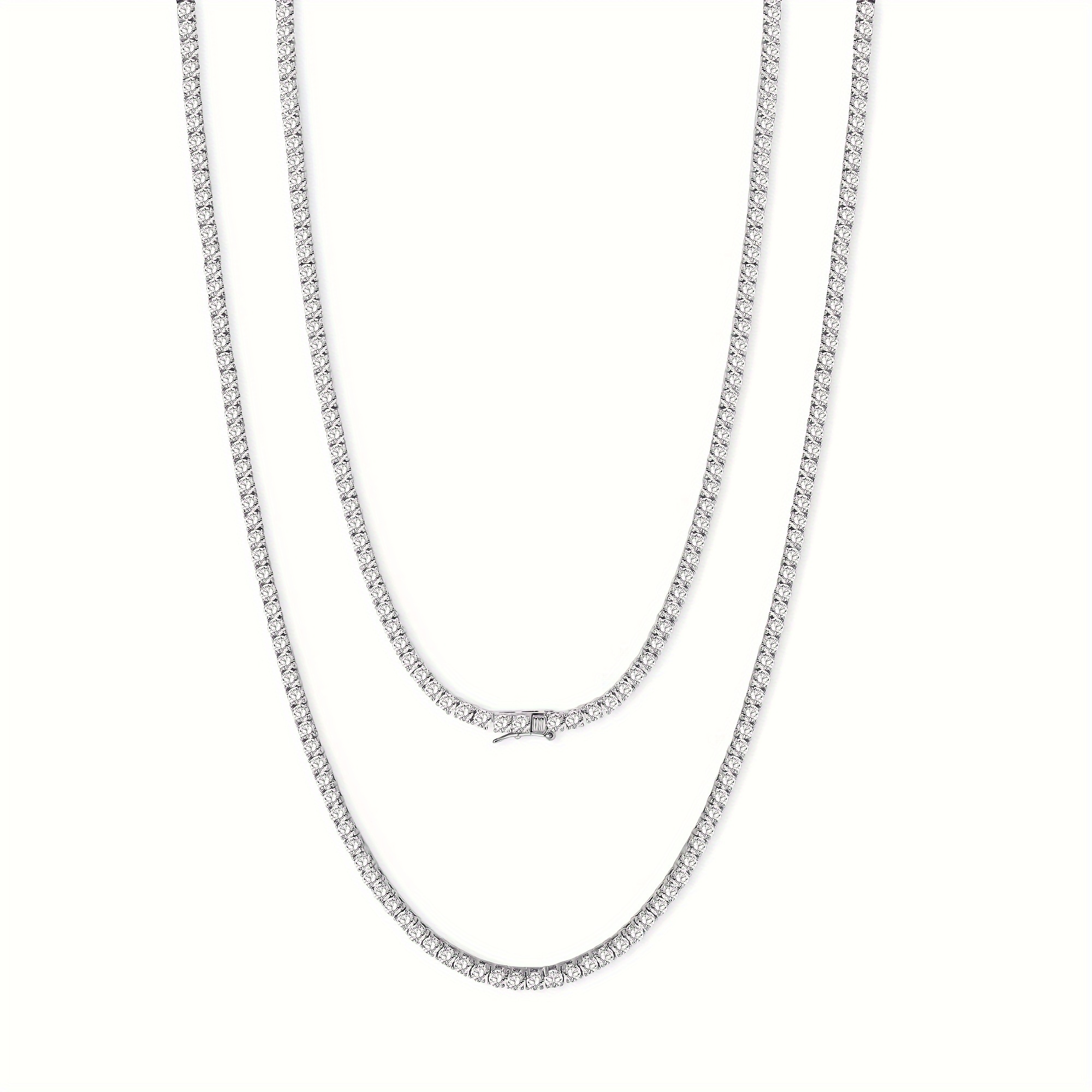 

Tennis Necklaces For Women|3mm Simulate Tennis Chain|4-prong-setting Cz|18k White Gold Plated|size 16-22 Inches