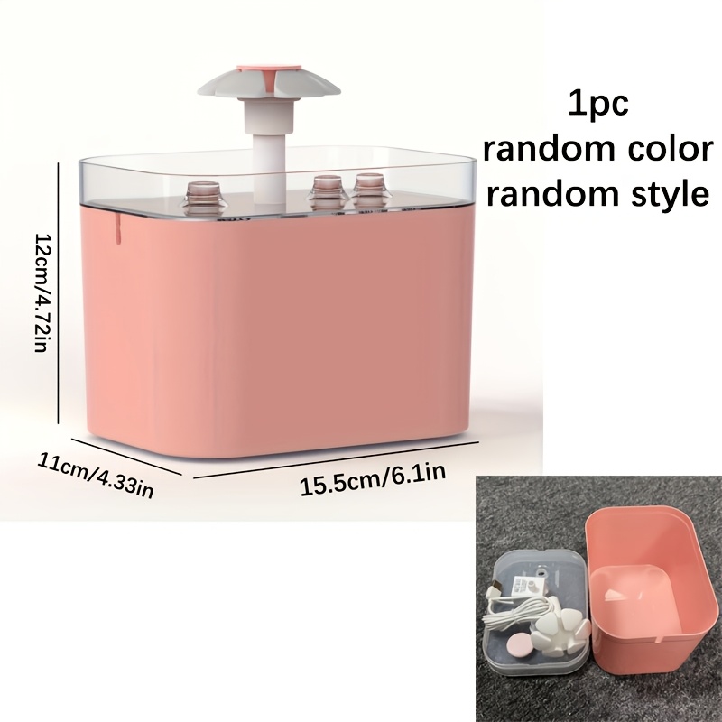 TEMU 1pc Random Style And Color 50oz/1.5l Automatic Pet Water Fountain, Usb Powered, Quiet Circulation, Small , Suitable For Cats And Dogs Of All
