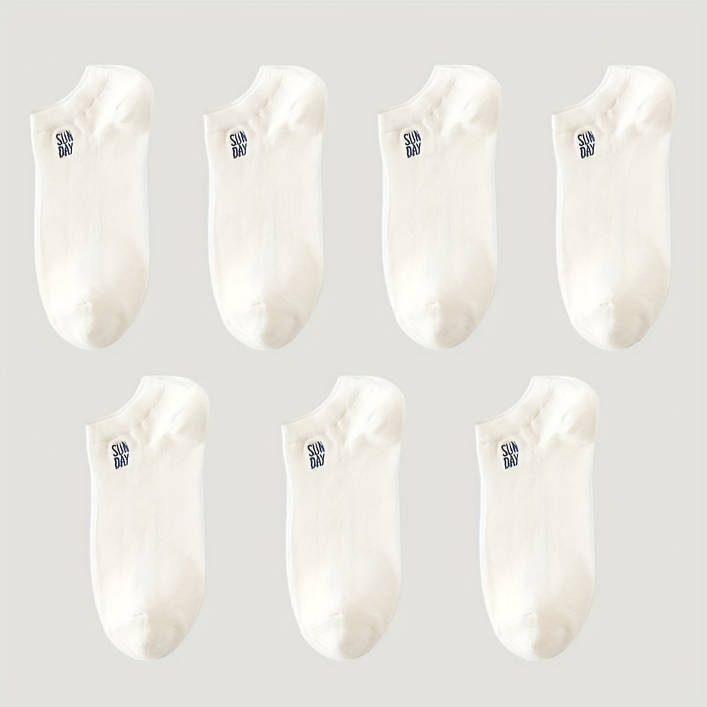 TEMU 7 Pairs Of Men's Anti-odor And Sweat-absorbing Trendy Easy Low-cut Socks, Comfortable And Breathable Thin Socks, For Daily And Outdoor Wear,