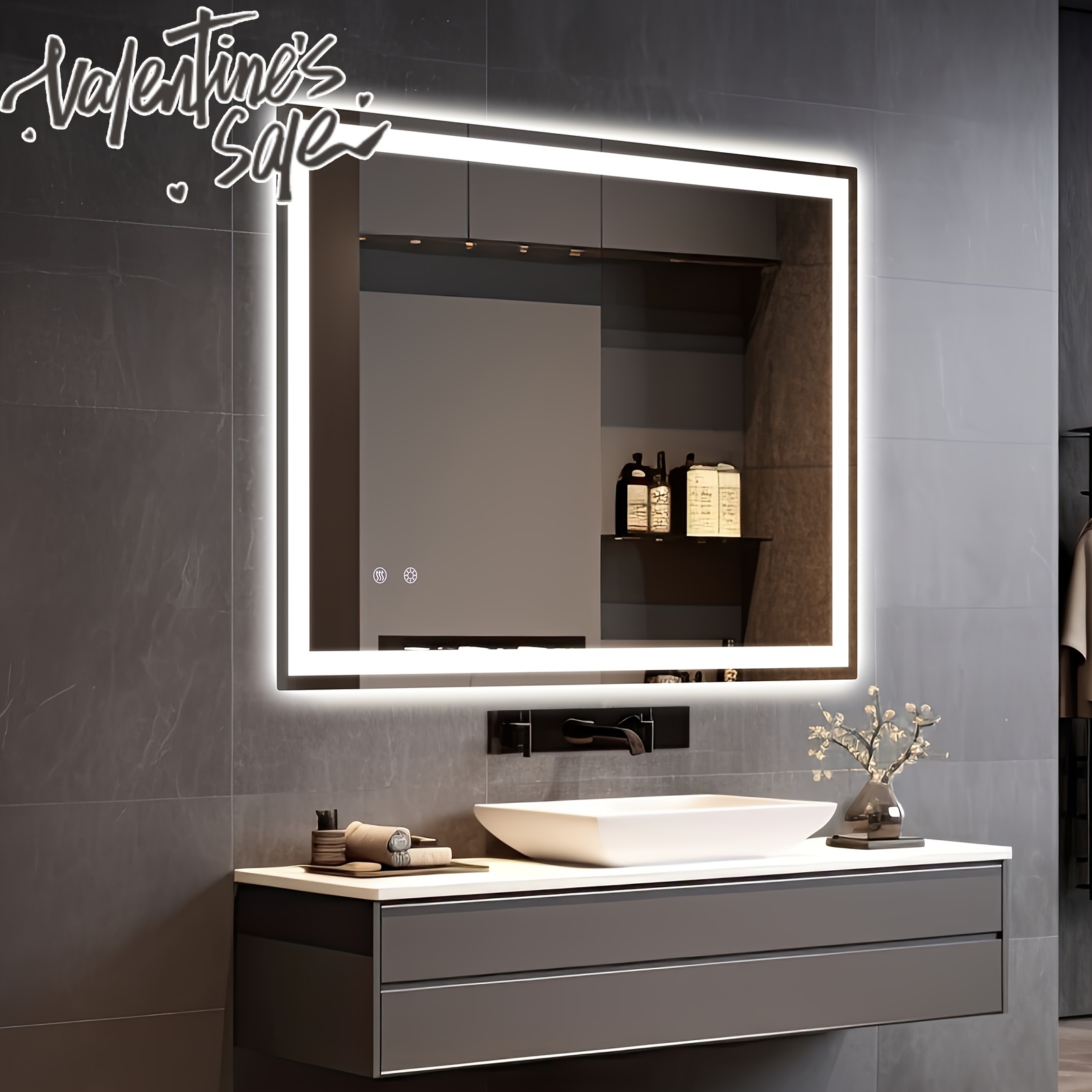 

Illuminated Bathroom Mirror, 70 X 50 Cm, Led Illuminated Mirror, Bathroom Wall Mirror, Dimmable Mirror, Bathroom Mirror, , Horizontal Or Vertical Installation