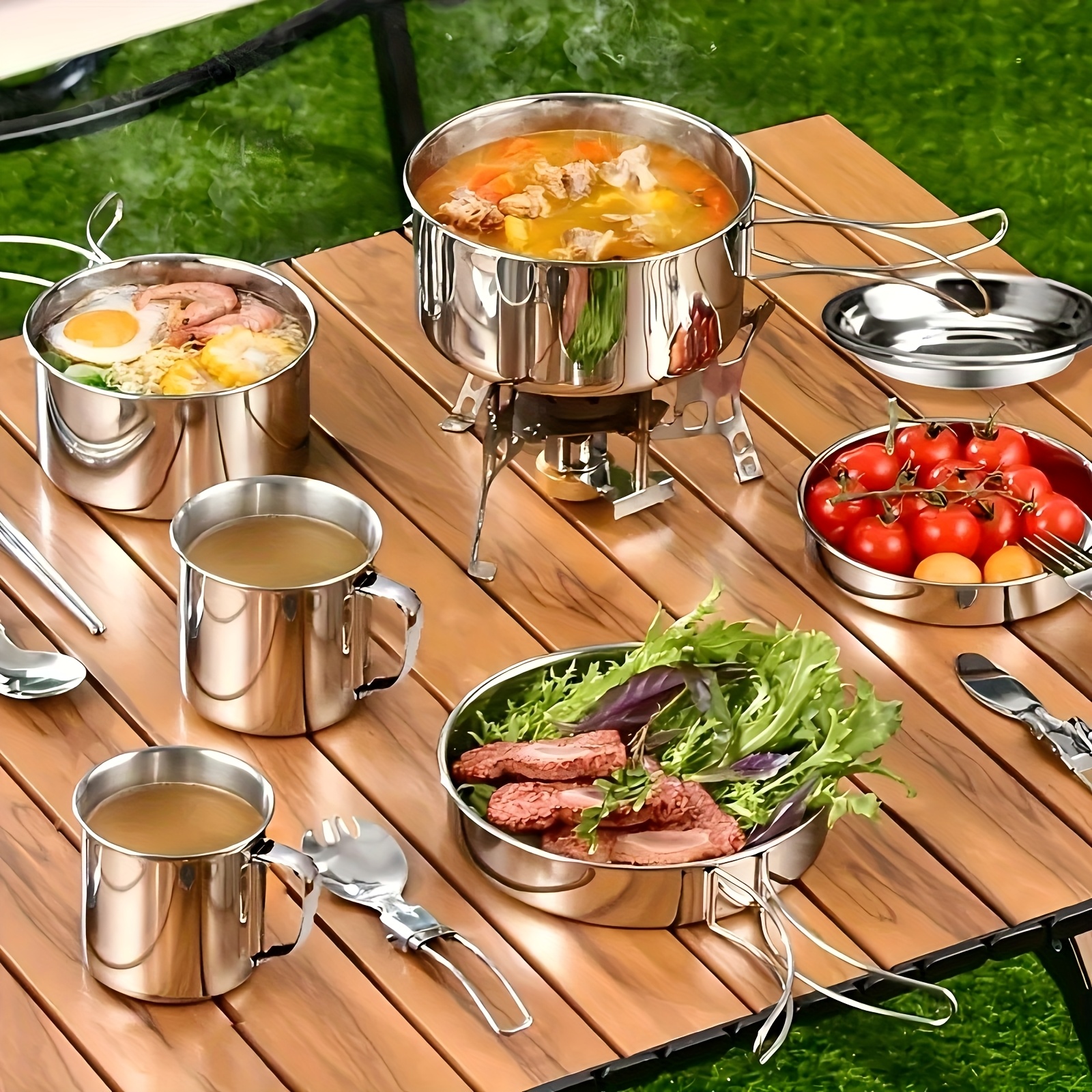 portable camping cookware set gift box stainless steel Temu Germany