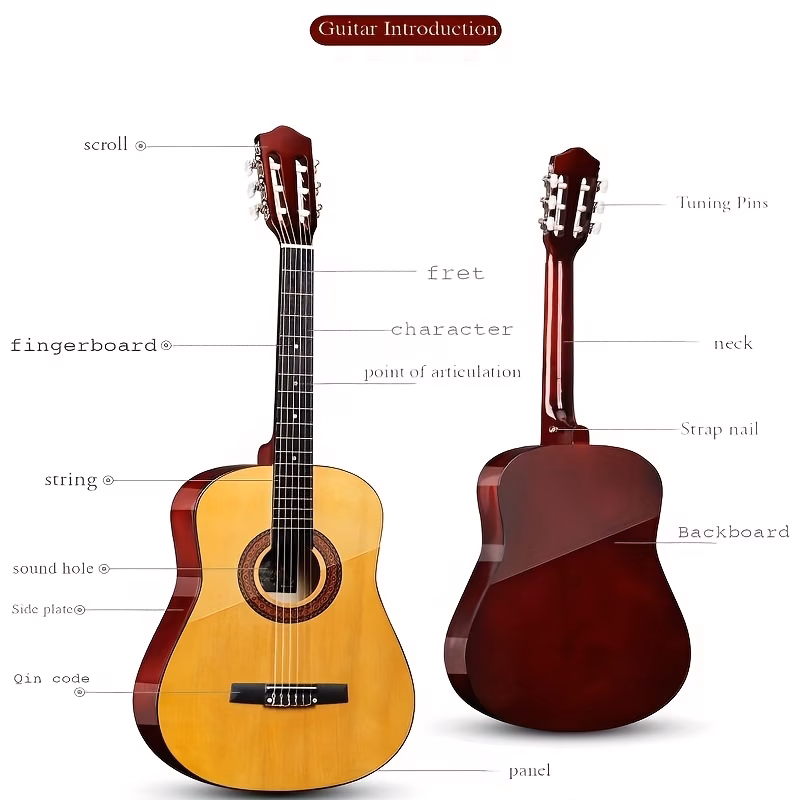 38-Inch Acoustic Wooden Classical Guitar - Ideal for Young...