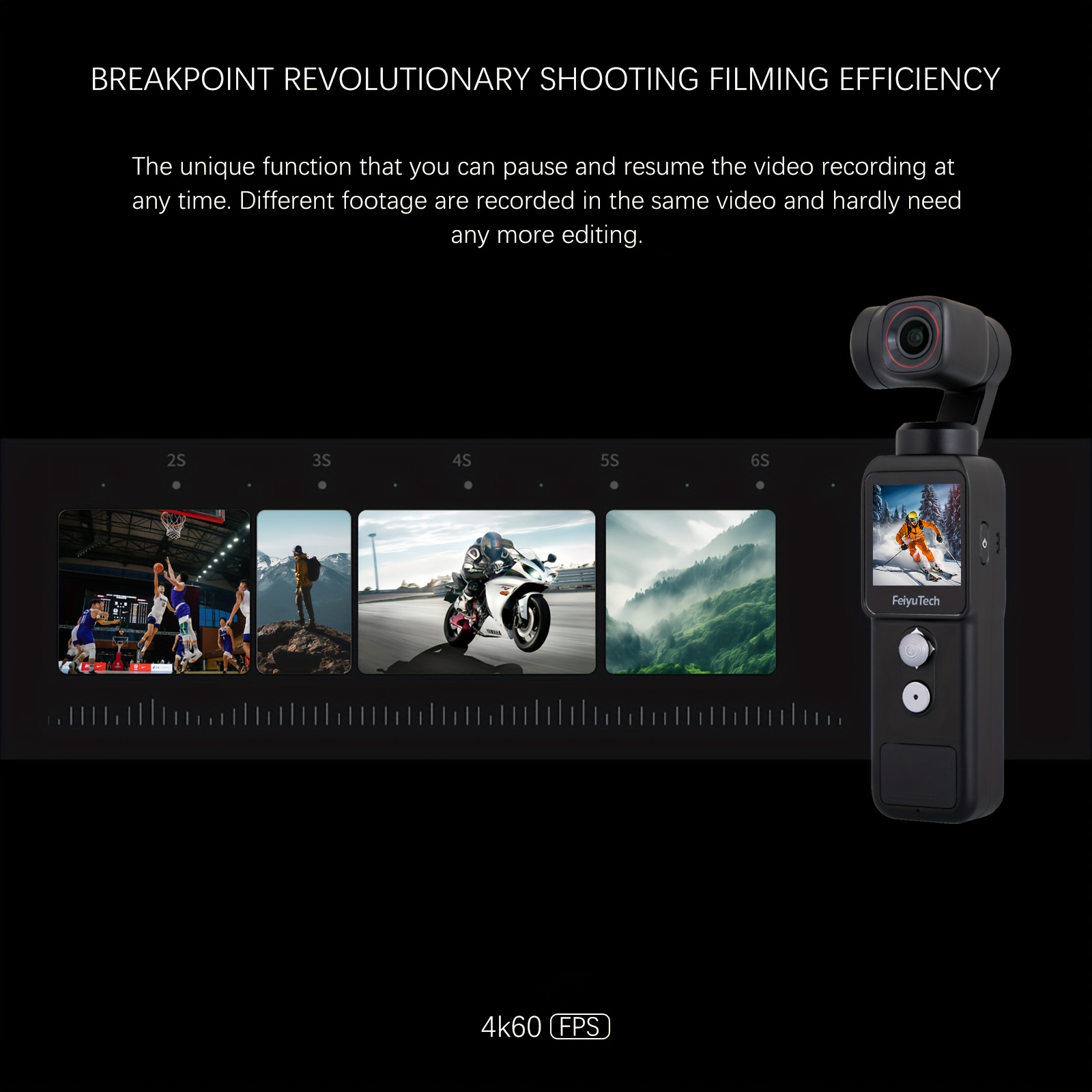 pocket   camera gimbal 4k handheld stabilizer with 130 view magnetic body 4x   beauty effects usb rechargeable battery details 6