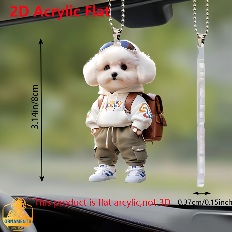 

1pc Cool Puppy Acrylic 2d Flat Pendant - For Car Mirror, Backpack & Home Decor