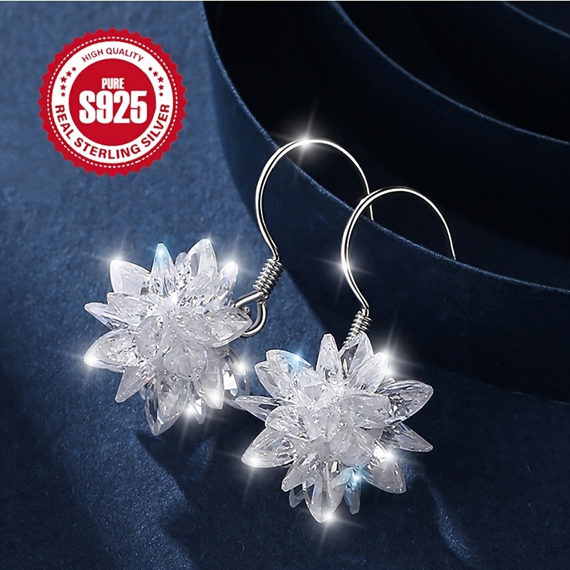 

Elegant 925 Sterling Silvery Dangle Earrings - Hypoallergenic, Zirconia Inlaid, Perfect For Everyday & Vacation Wear