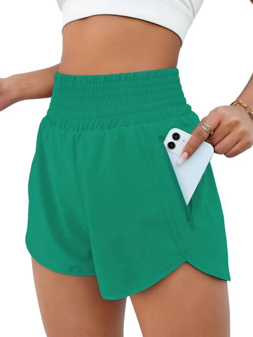 womens high waisted running gym shorts with pockets elastic workout shorts suitable for training solid color summer athletic shorts with slant no