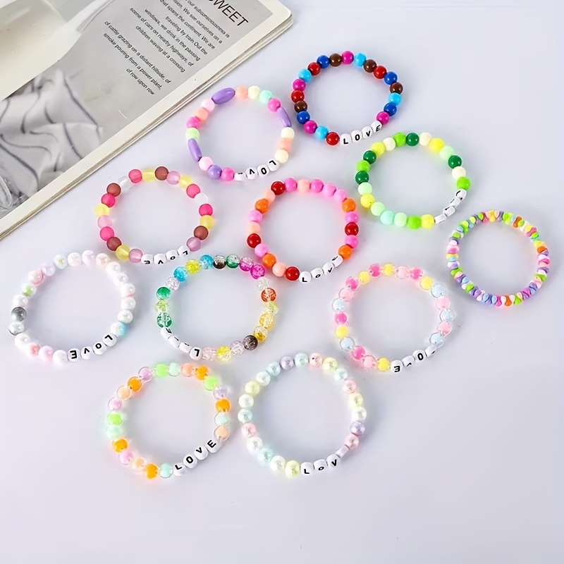 Customizable Name Acrylic Bead Bracelet, Personalized Gift