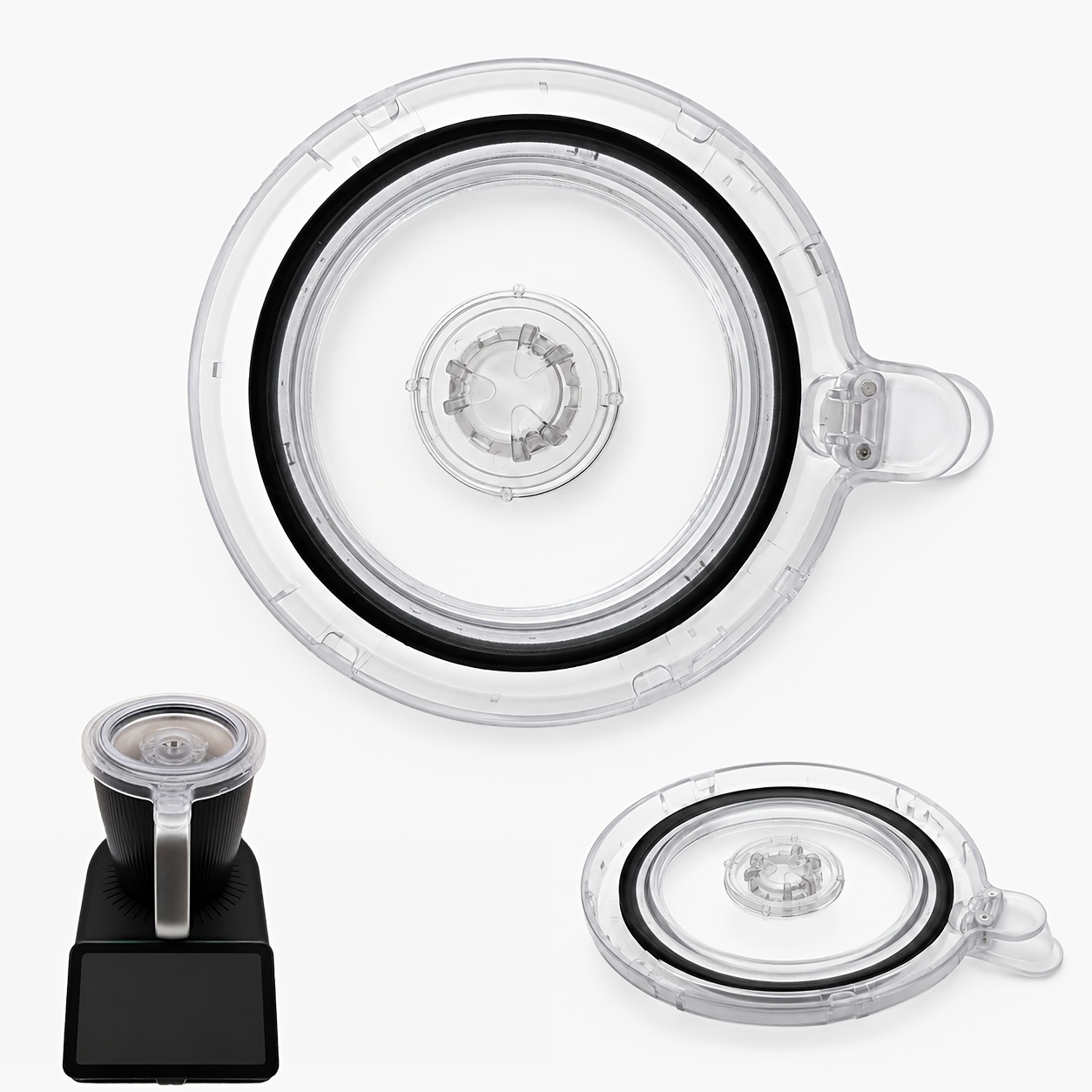 TEMU Mixing Bowl Lid Designed For Tm7, Transparent Cooking Accessory With Detachable Center Insert And Grip