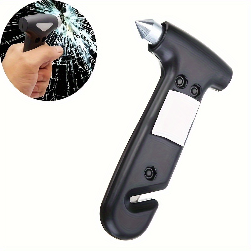 

1pc Goxawee 2-in-1 Car Safety Hammer, Emergency Escape Tool With Seat Belt Cutter And Window Breaker, Steel Construction, No , Plastic Shell, Suitable For Glass